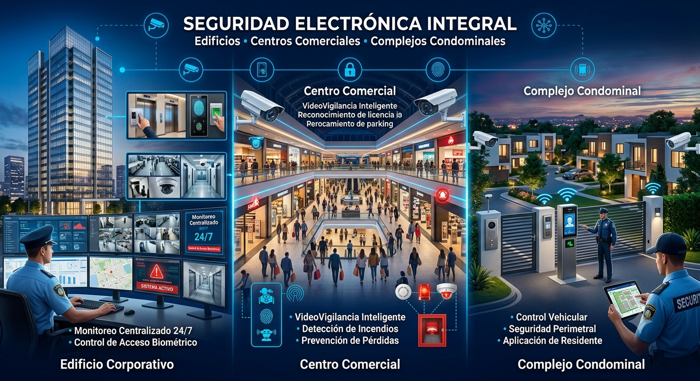 Seguridad Electrónica en edificios, centros comerciales y complejos condominales